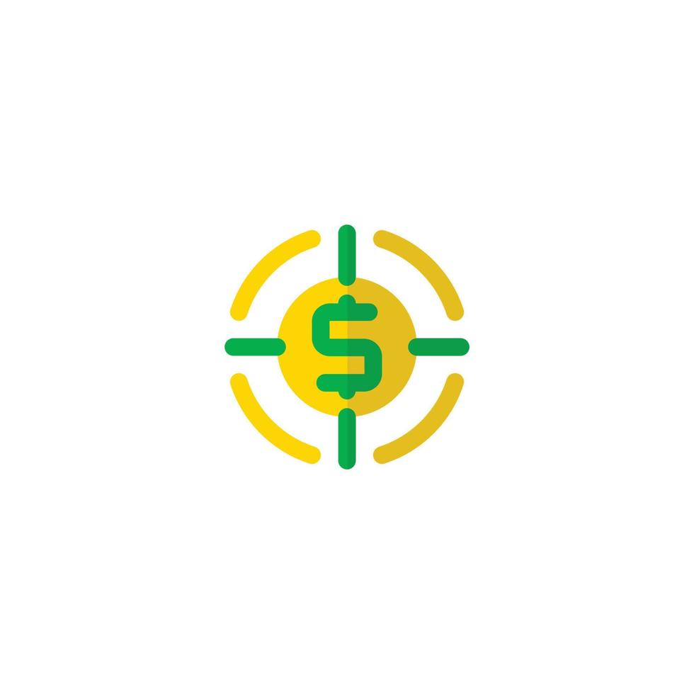 icono de destino con un símbolo de dólar en él vector