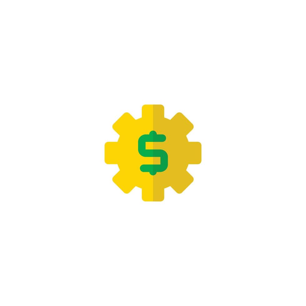 icono de dólar en un engranaje vector