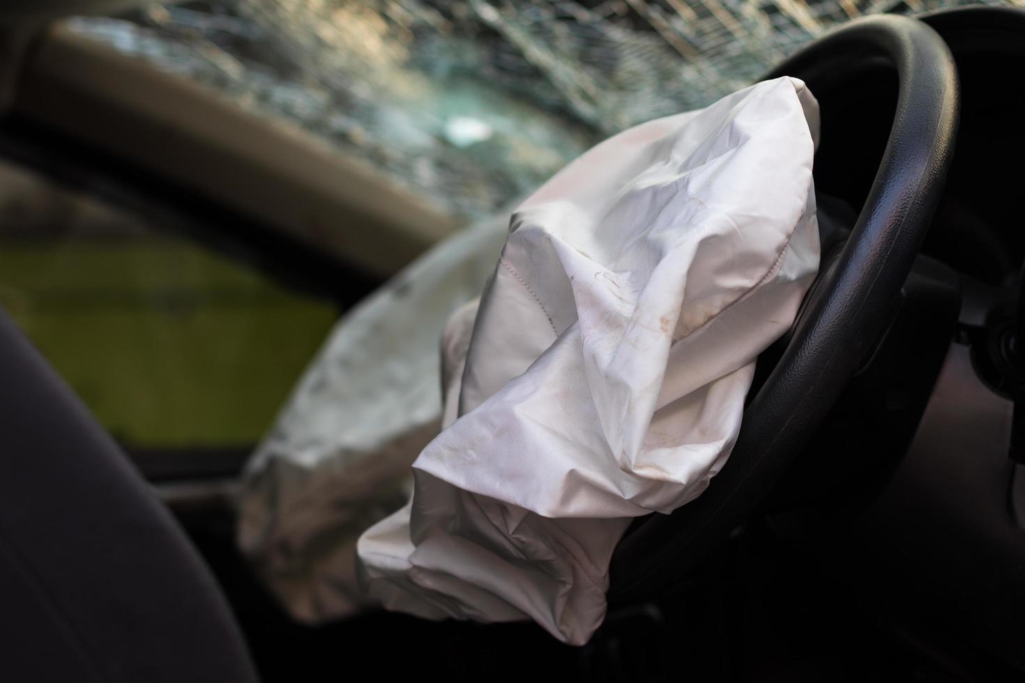 Airbag accident with broken glass. photo