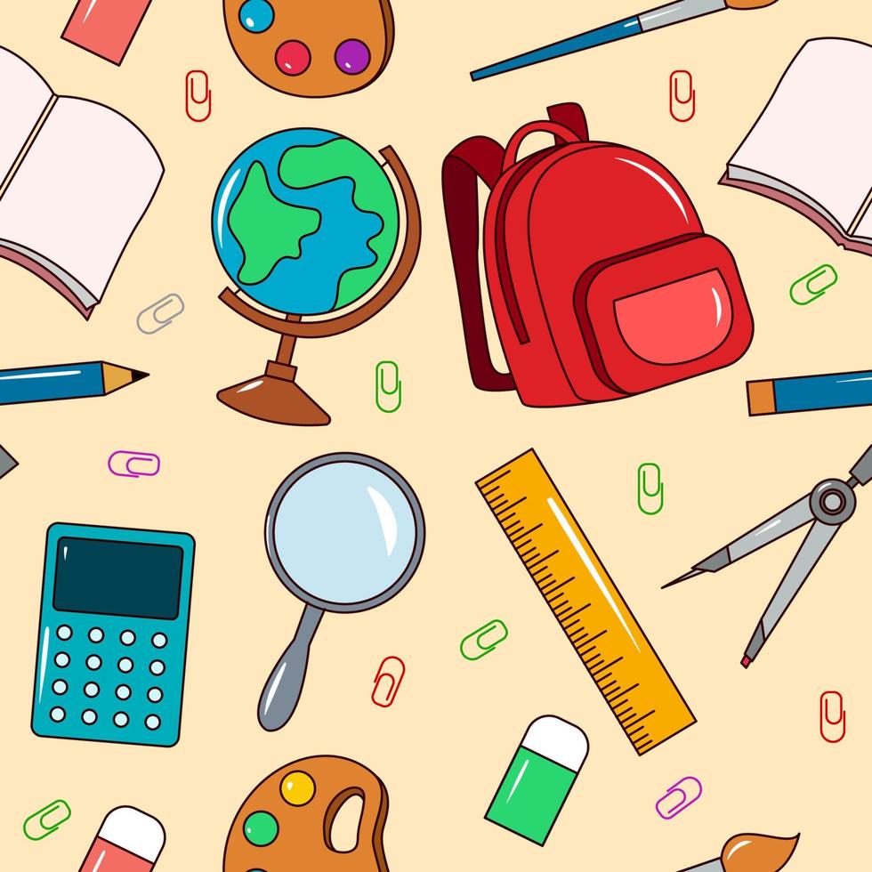 School Supply Seamless Background vector