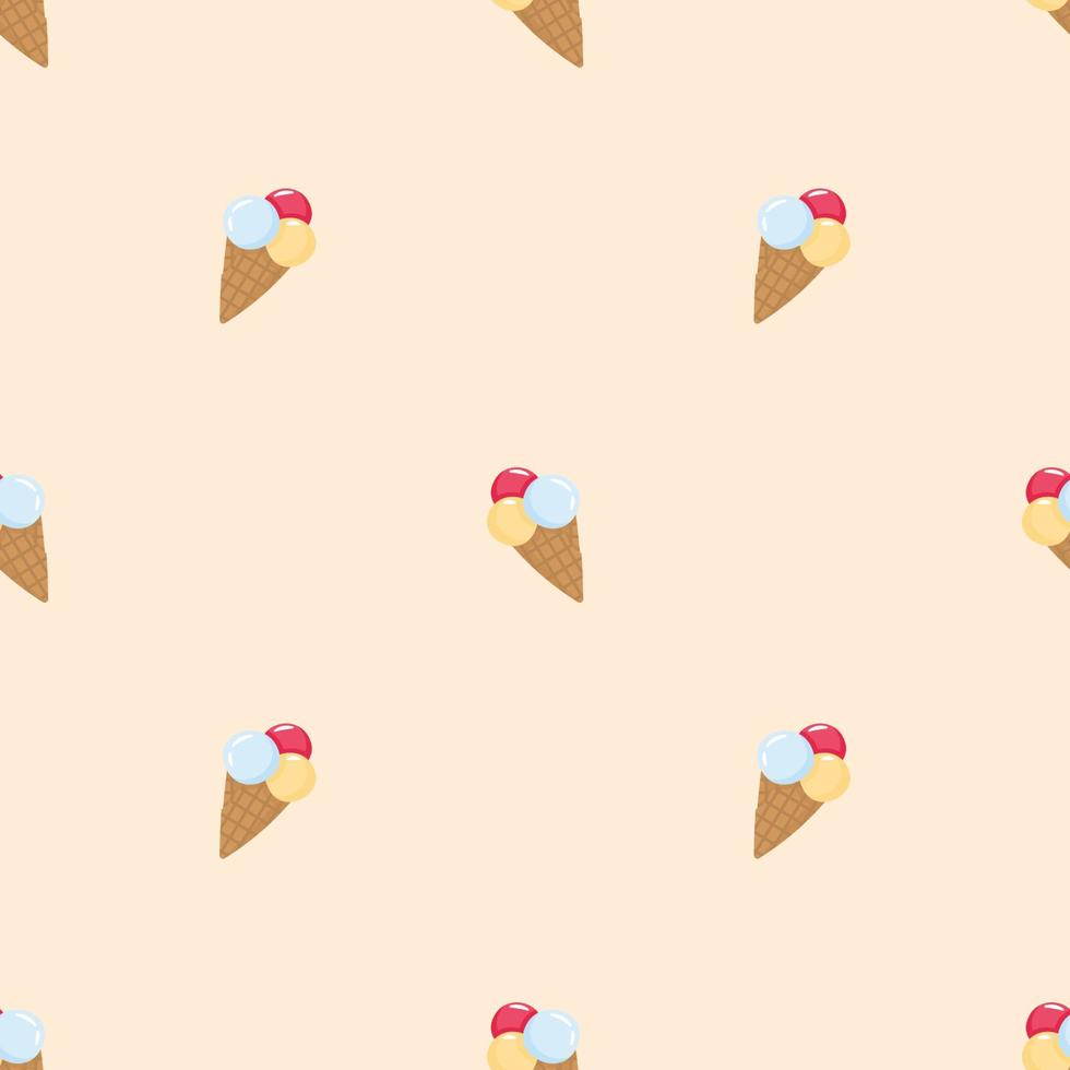 Cartoon ice cream cone vector seamless pattern. Illustration for fabric, textile, wrapping paper.