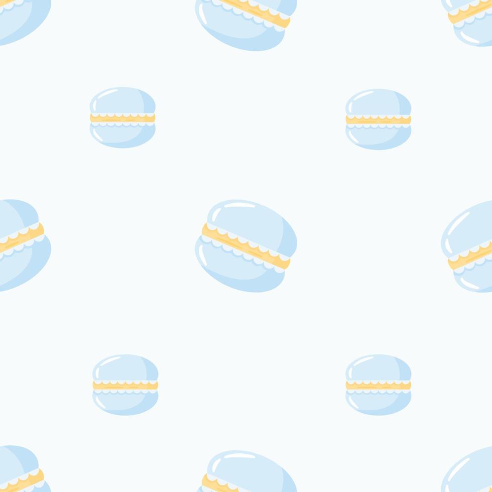 Cute cartoon blue macaron vector seamless pattern. Illustration for fabric, textile, wrapping paper.