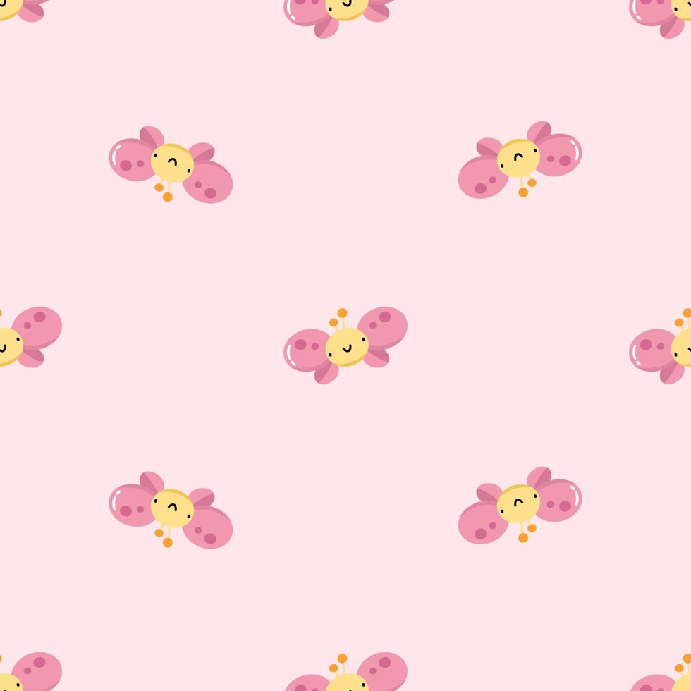 Cartoon butterflies vector seamless pattern. Cute animal character isolated  on pink background. Print for kids design. Suitable for fabric, textile,  wrapping paper, wallpaper. 7553229 Vector Art at Vecteezy