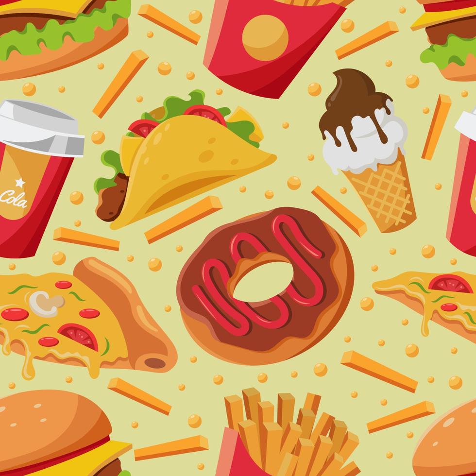 Junk Food Seamless Pattern Background vector