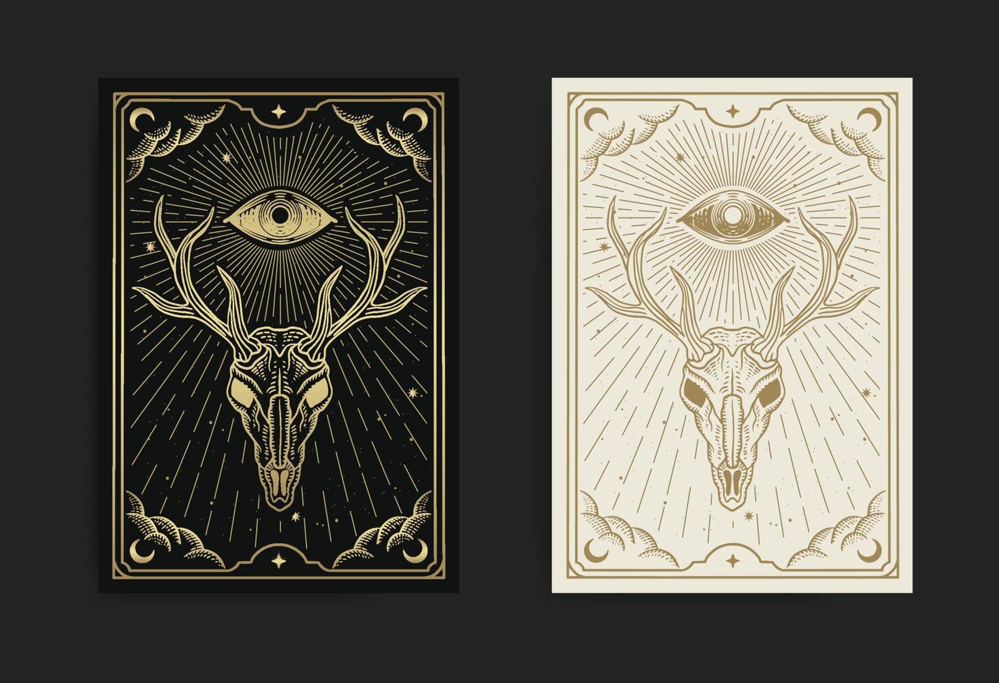 Mystical deer skull head vector