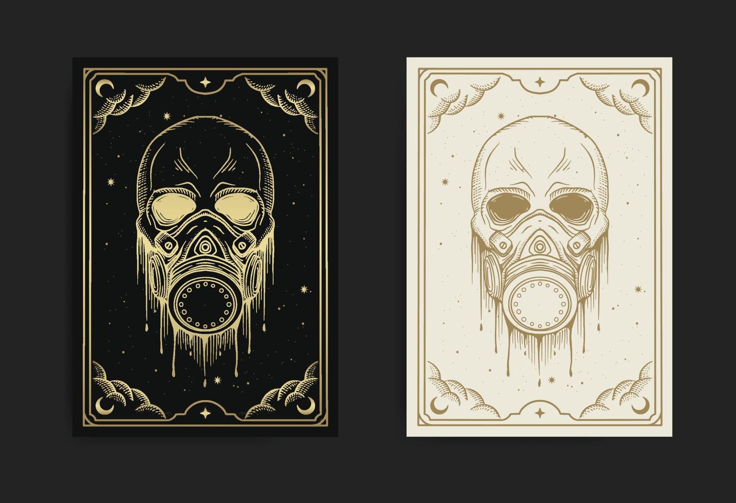 Skull head wearing nuke mask vector