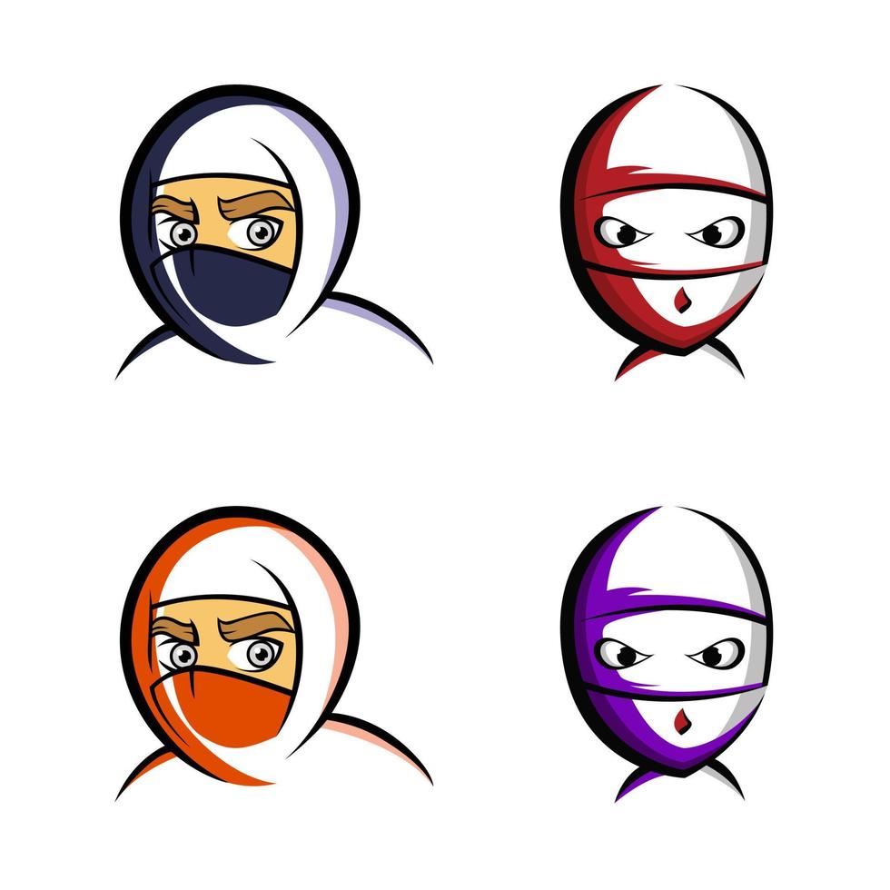 paquete de diseño de logotipo ninja vector
