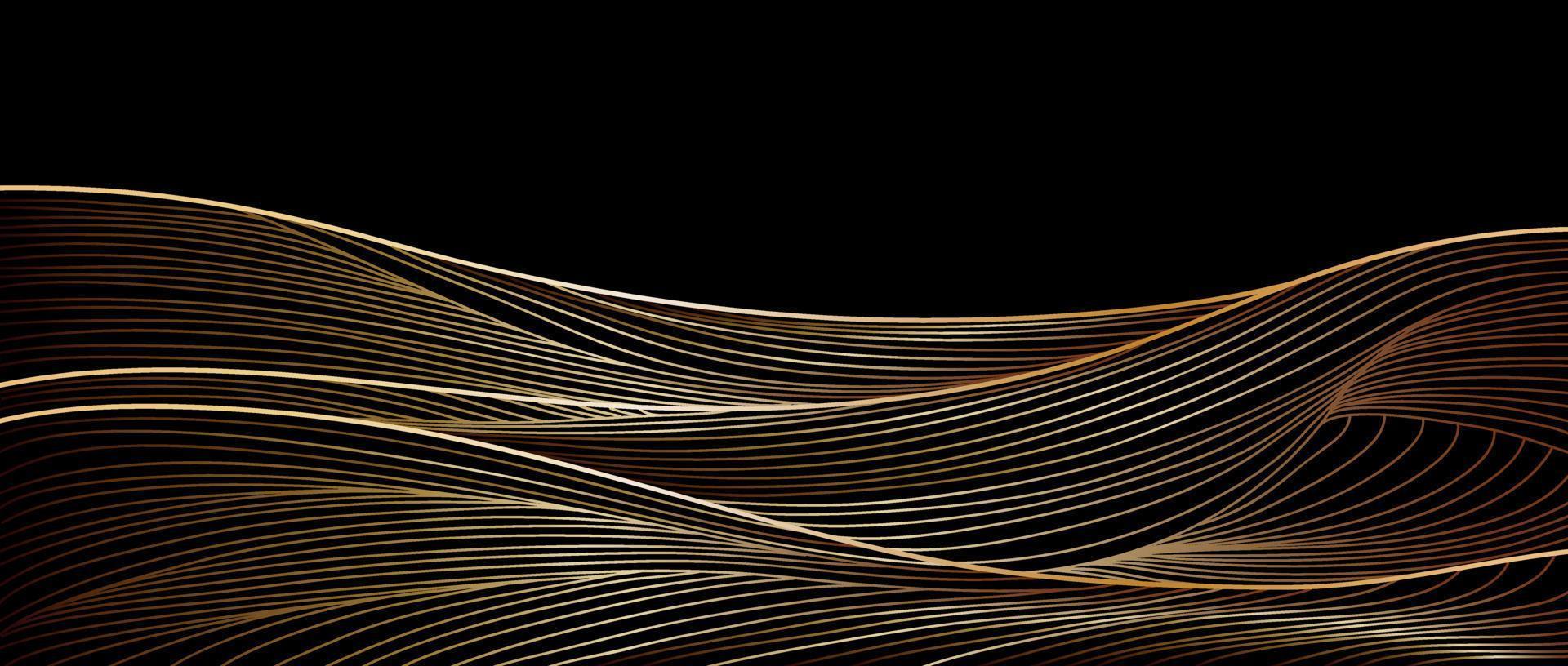 Golden wave line art, Abstract contemporary aesthetic backgrounds landscapes. use for print art, cover, invitation background, fabric. Vector illustration