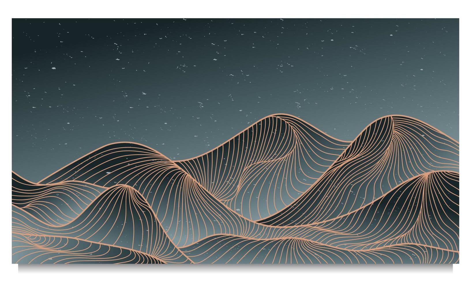 mountain line art print. Abstract mountain contemporary aesthetic backgrounds landscapes. with mountain, sea, skyline, wave. vector illustrations