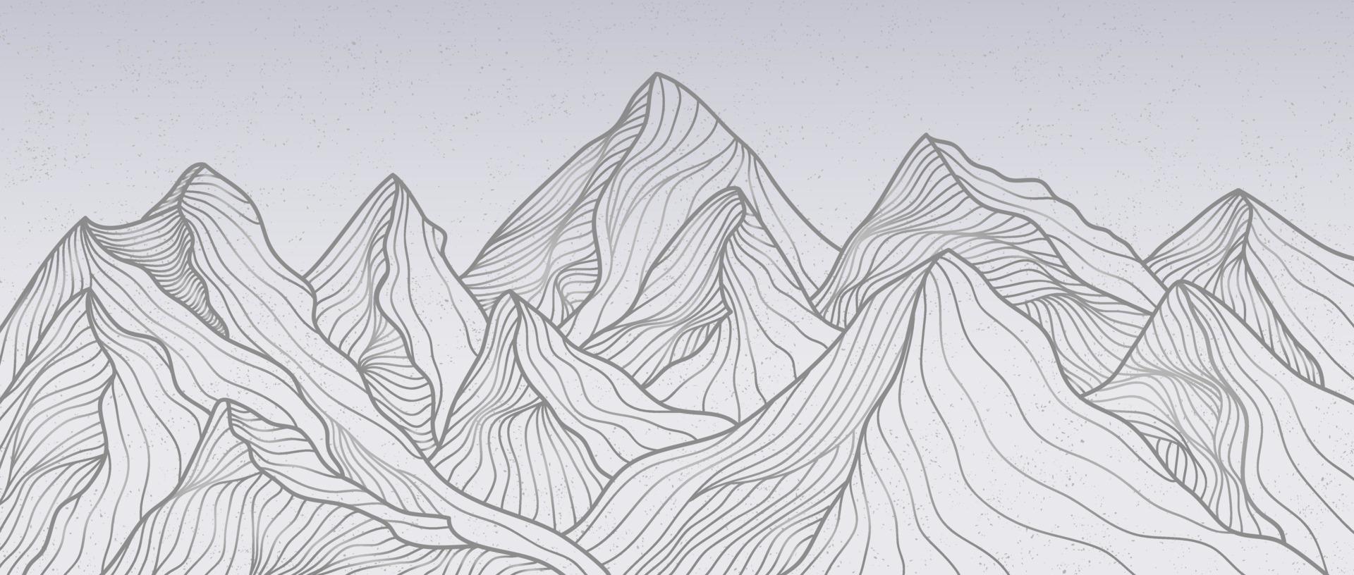 impresión de arte de línea de montaña. abstracto montaña contemporáneo estética fondos paisajes. ilustraciones vectoriales vector