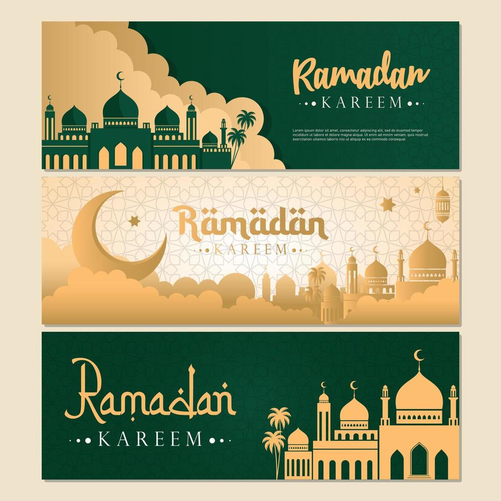 Ramadan Kareem banner template mosque vector illustration