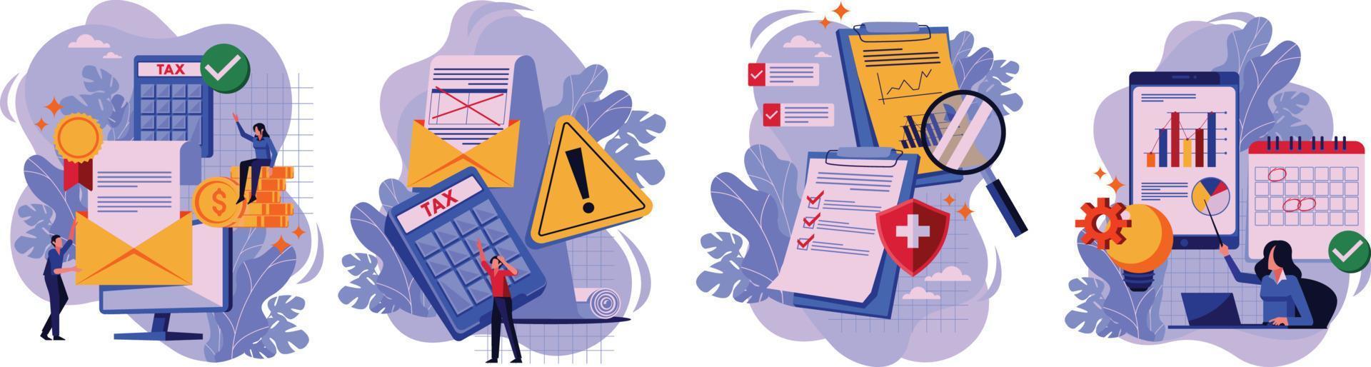 Marketing and finance management vector illustration collection