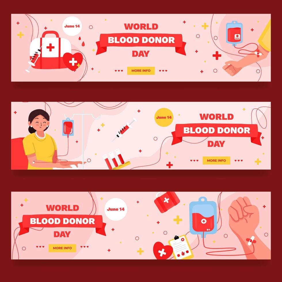 colección de pancartas del día mundial del donante de sangre vector