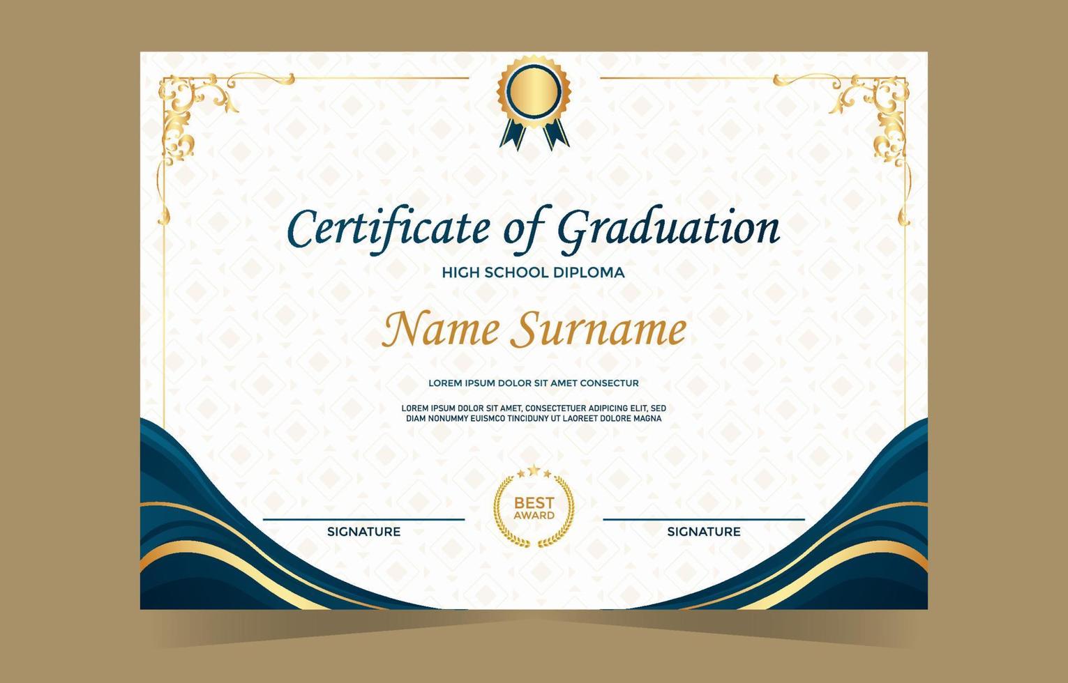 certificado de plantilla de graduación vector