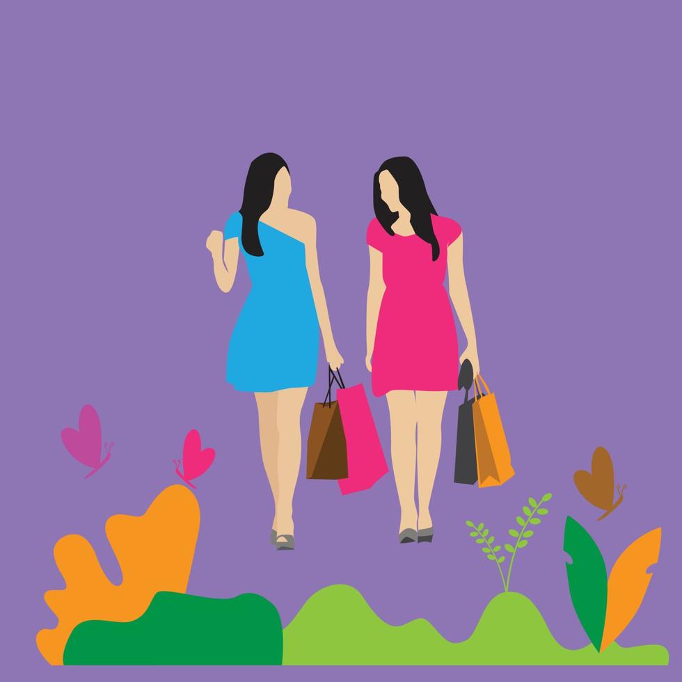 Garden Shopping Girls vector