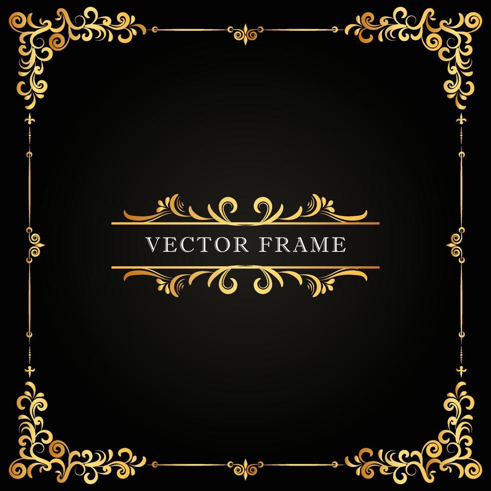 Elegant gold frame element decorative design vector