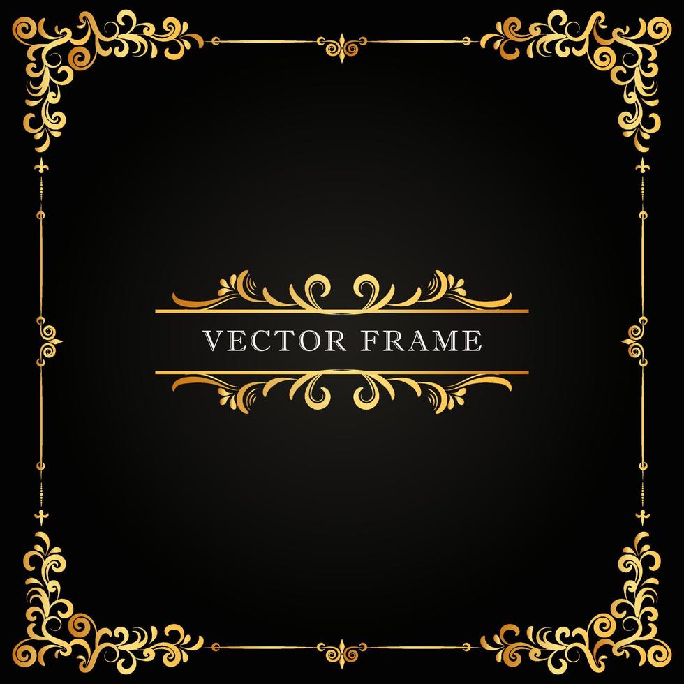 Elegant gold frame element decorative design vector