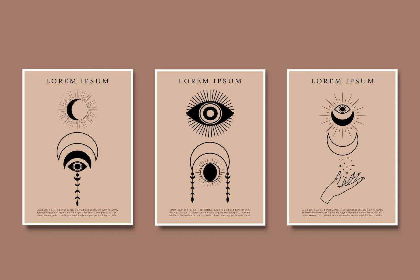 Mid century modern bohemian with hand magical wall collection vector