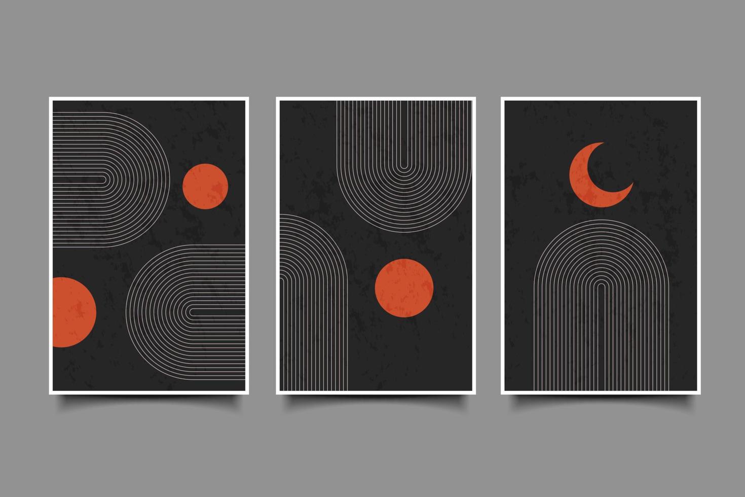 Mid century modern wall art collection vector