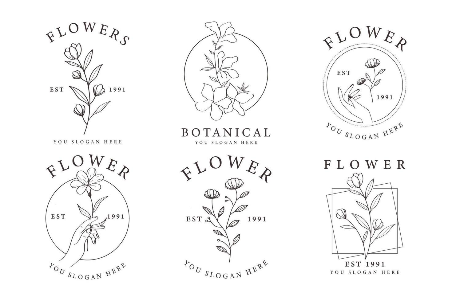 set of flowers logo design template concept collection vector