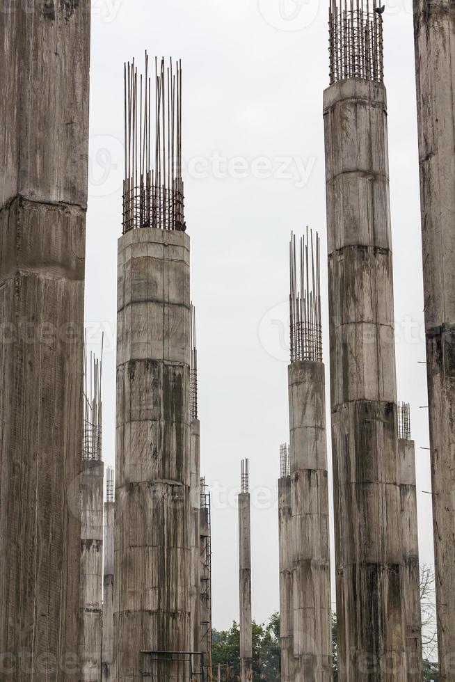 Many reinforced concrete columns. photo