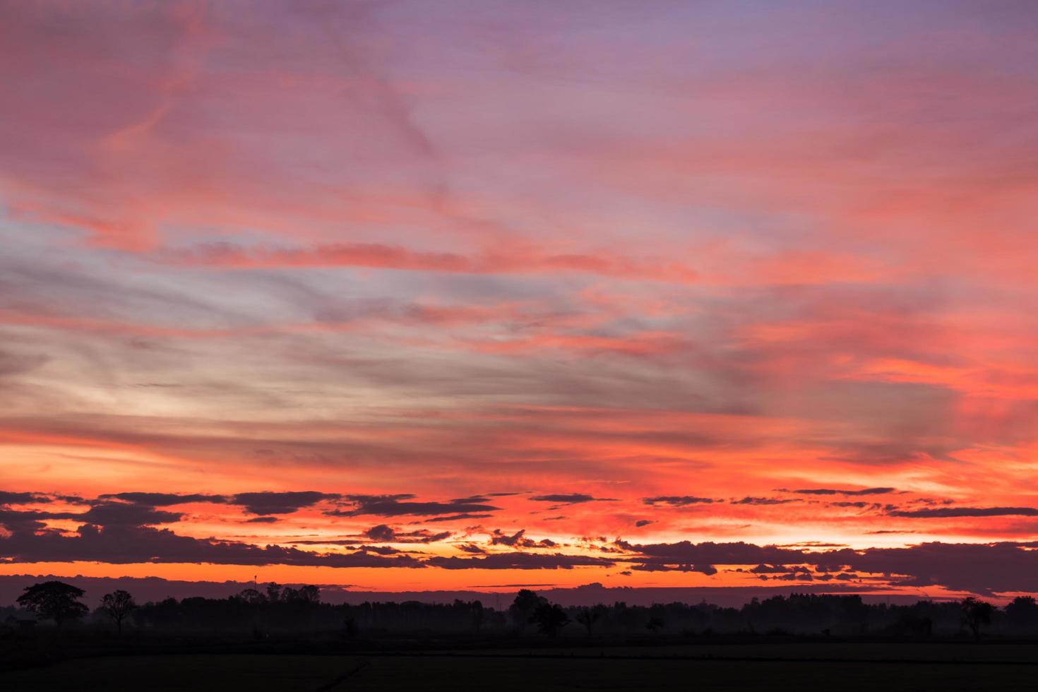 Sky orange and yellow countryside. photo