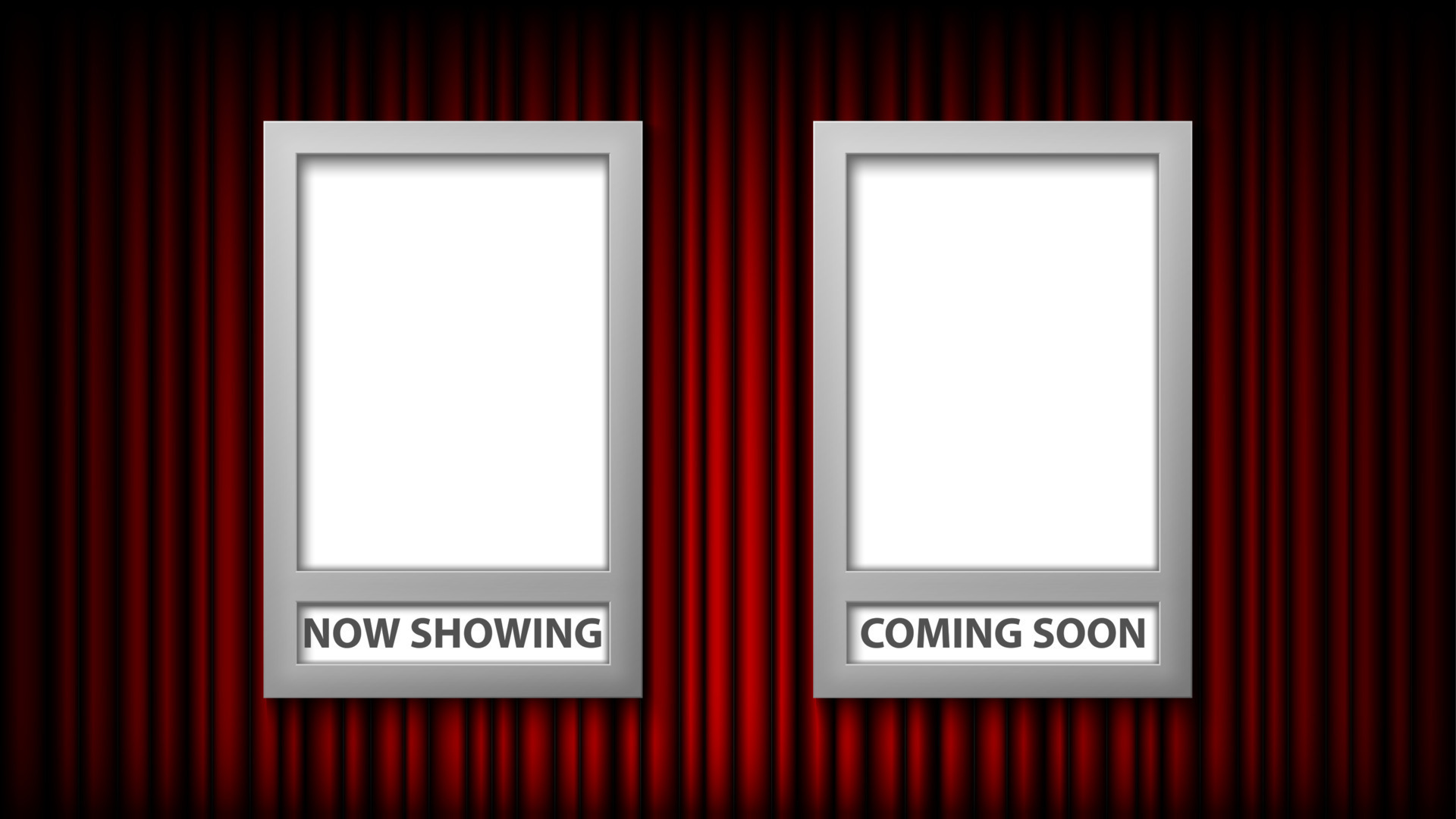 Movie poster frame template with now showing and coming soon, vector