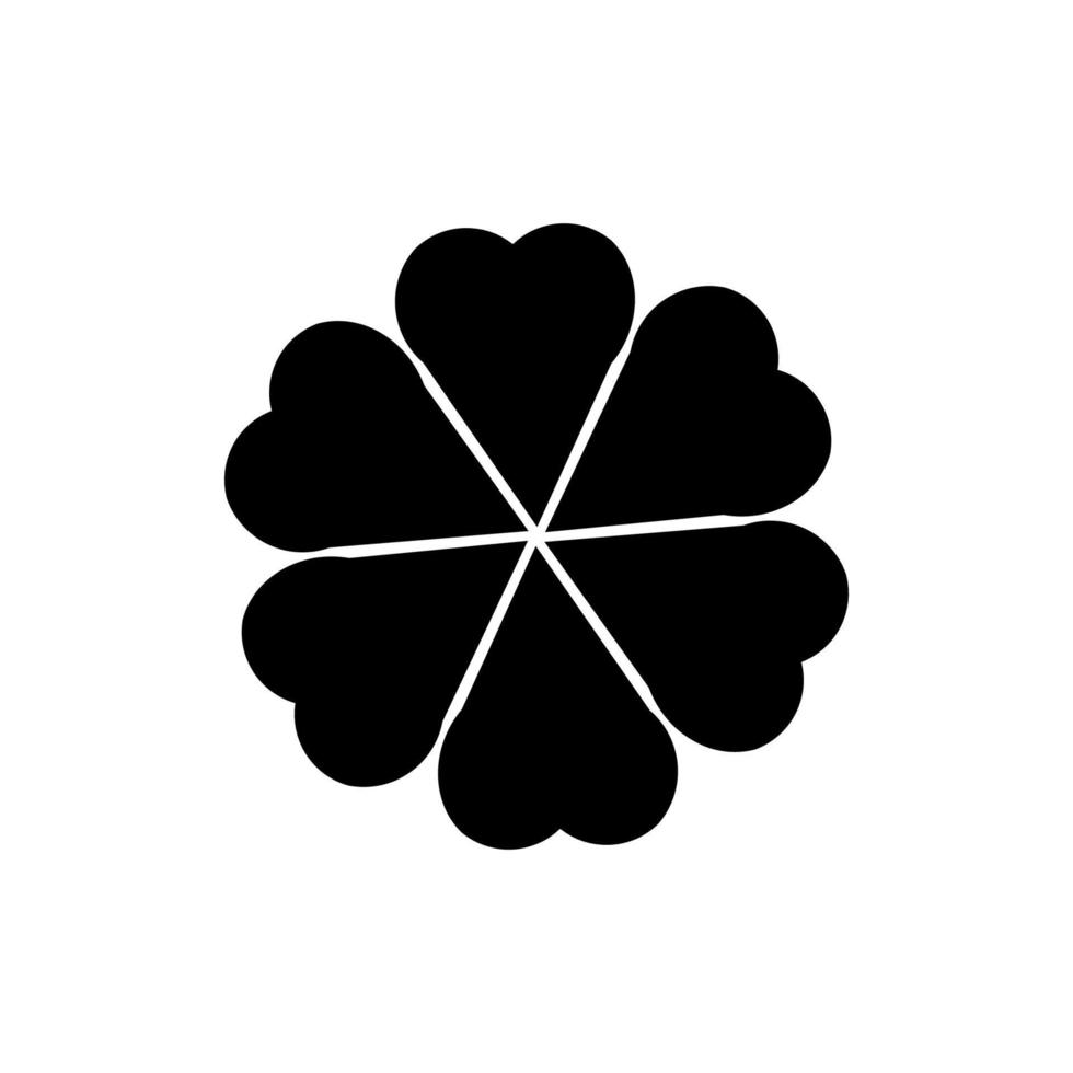 Five leaf clover icon. Black icon isolated on white background. Clover silhouette. Simple icon. Web site page and mobile app design vector element. Free Vector