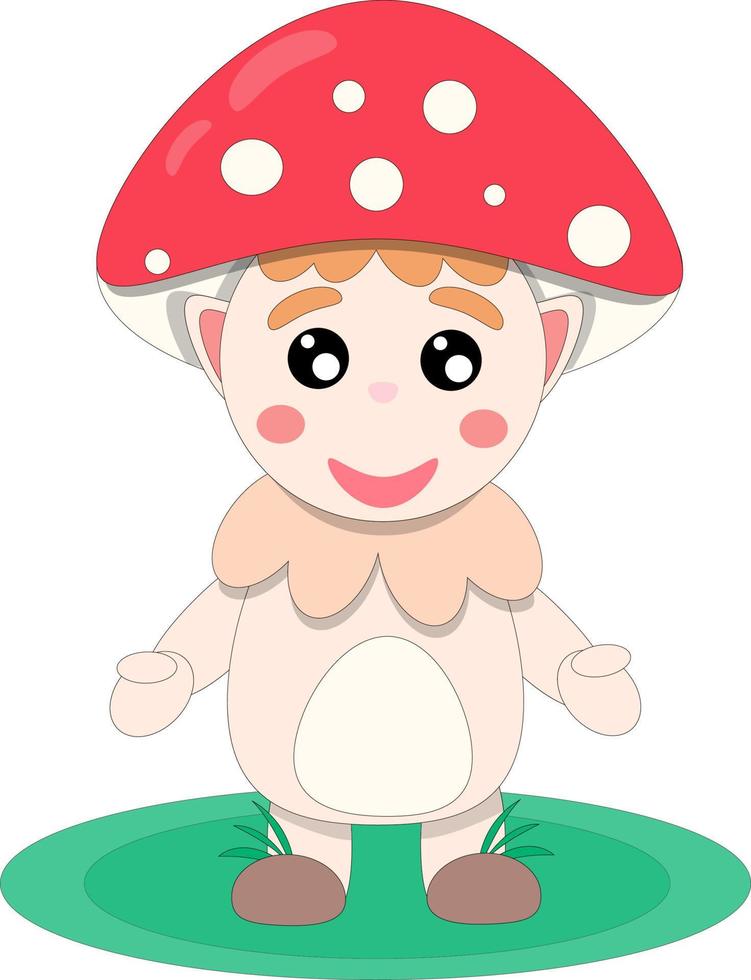 Cute character fly agaric. On a white background. Vector cartoon flat illustration. It can be used as a print for children's T-shirts.