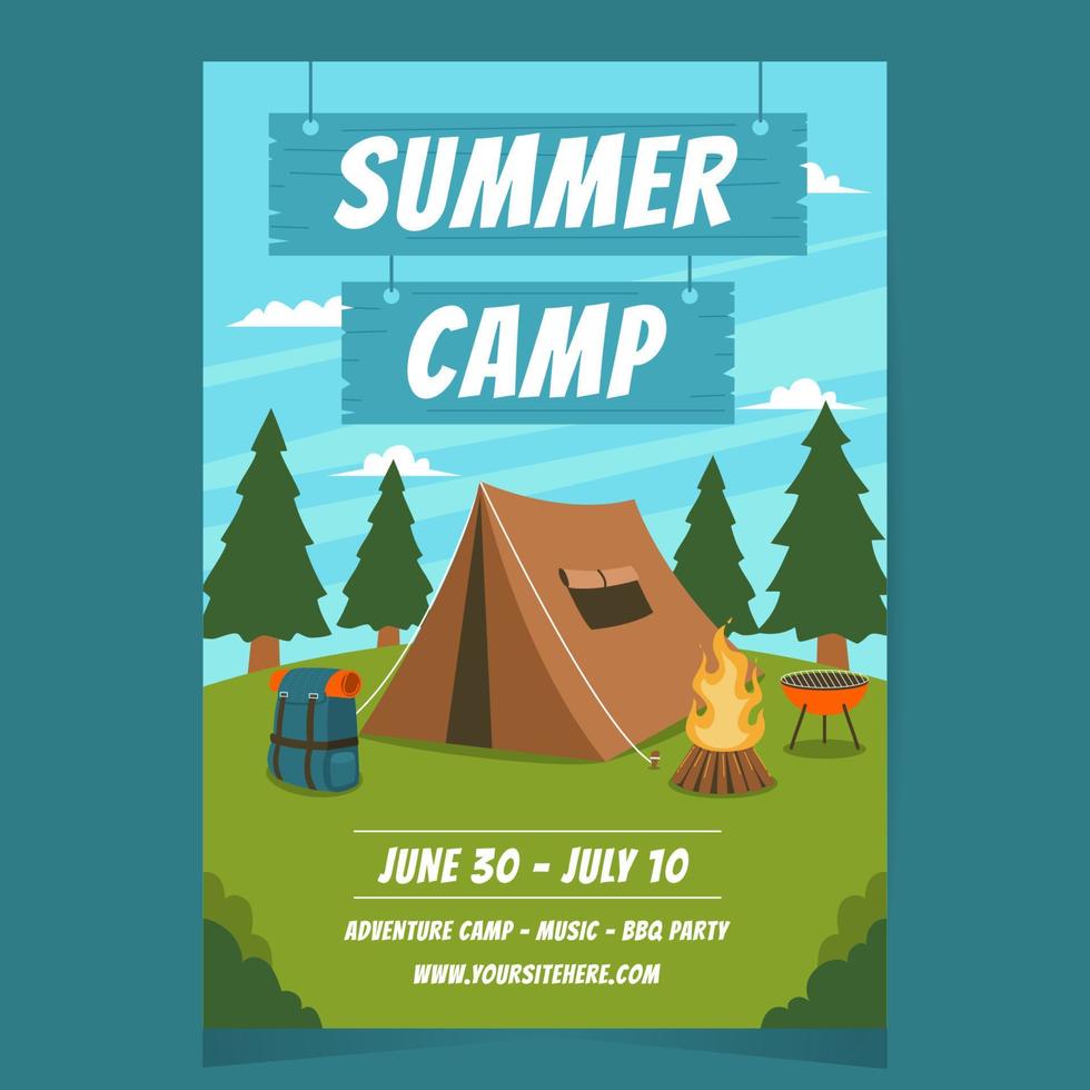 Summer Camp Poster Template vector