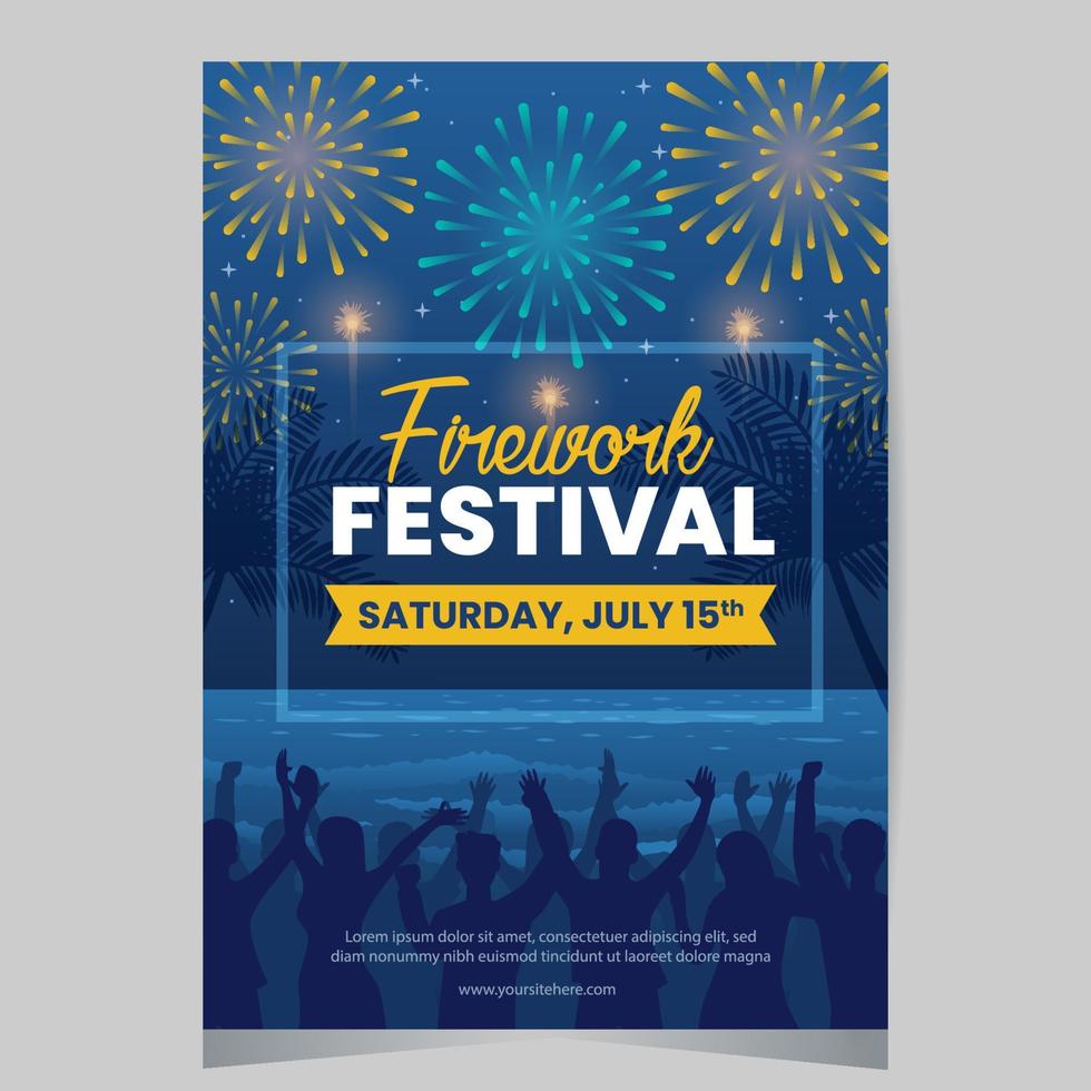 Firework Festival Poster Template vector