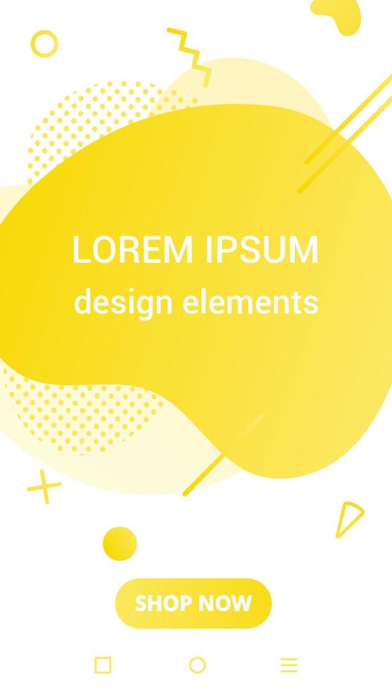 Modern vertical mobile liquid abstract shape gradient memphis style design fluid vector colorful illustration banner simple graphics for app, presentation, sale, brochure isolated on white background.