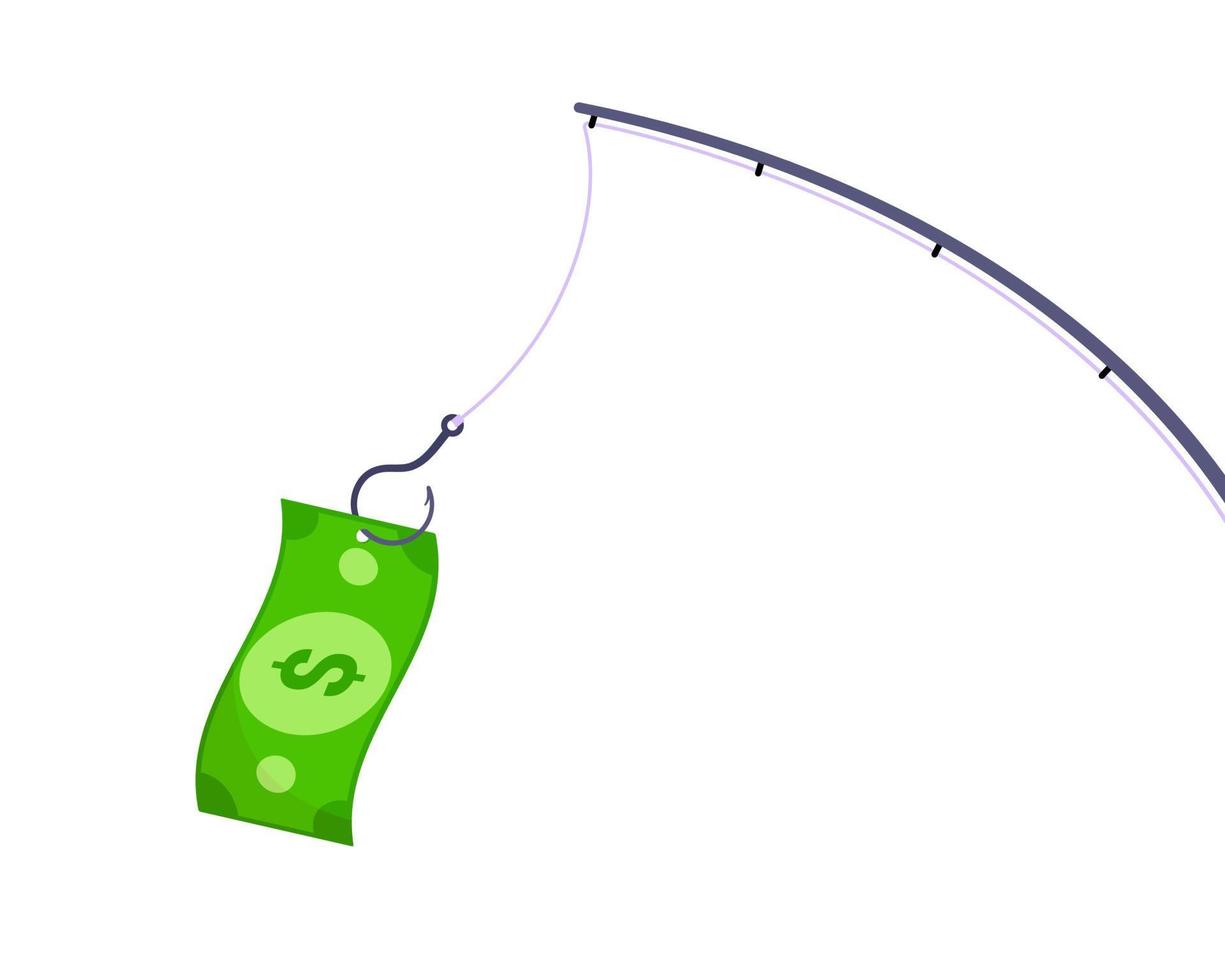 Money bait and money trap business concept. Fishing rod with hook and  banknote dollar 7553768 Vector Art at Vecteezy