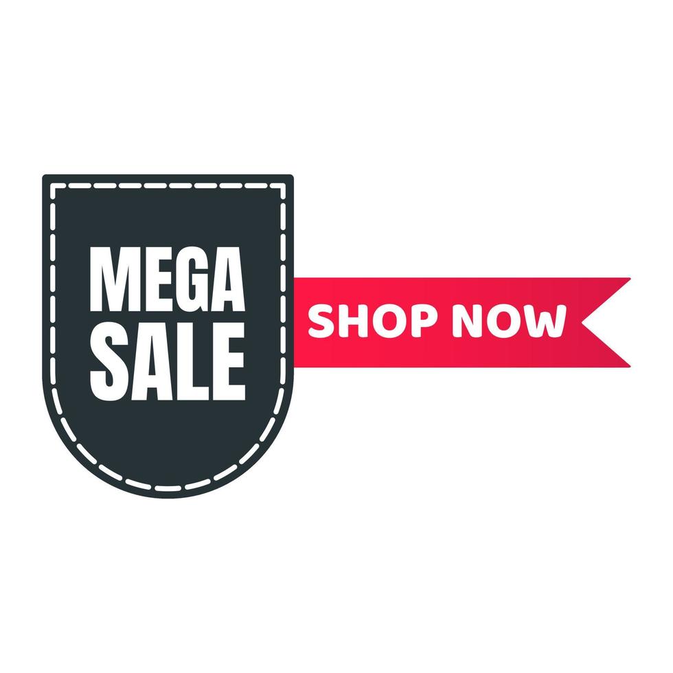 MEGA SALE best offer shield tag ribbon badge sale label concept template vector illustration isolated on white background. Web banners elements for website and advertising. Discount ribbon label.