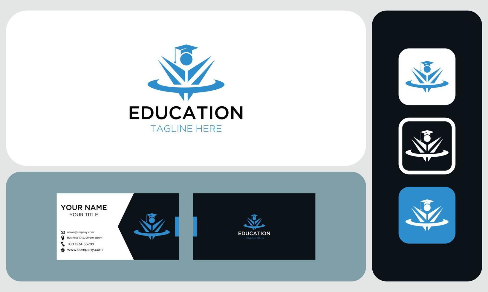 Package of business card and logo design. Education Logo vector