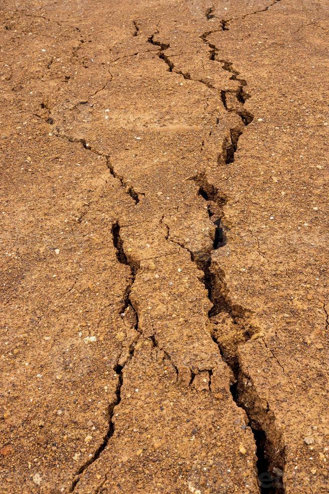 Background gravel surface which is water erosion, cracking and erosion. photo