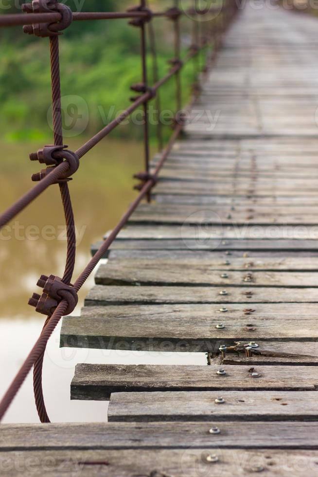 Close screw the old wooden bridge. photo