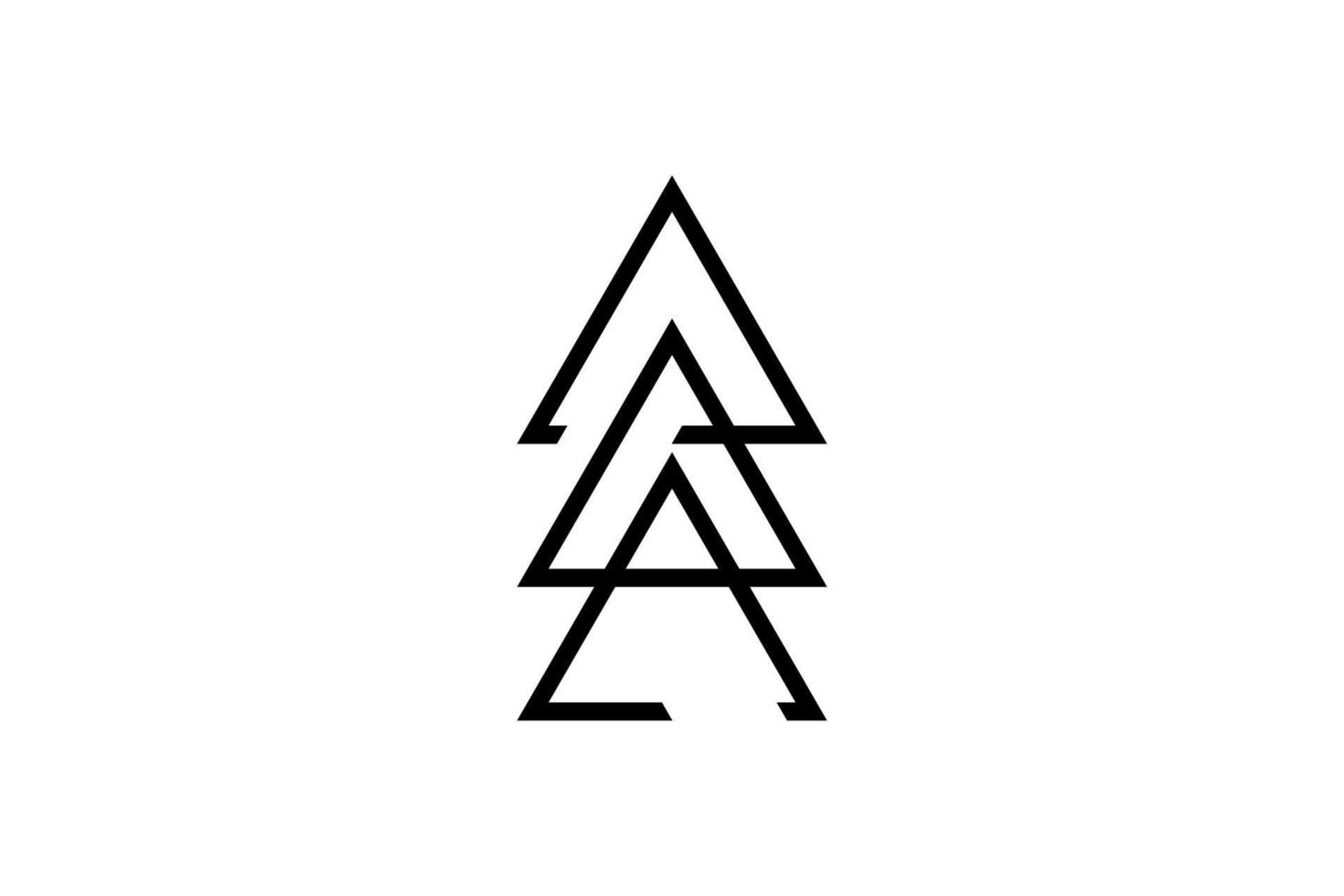 Sacred Triangles, triangle logo template. Past, present, future. Minimal geometry, ancient mystical sign. Black tattoo icon, vector isolated on white background