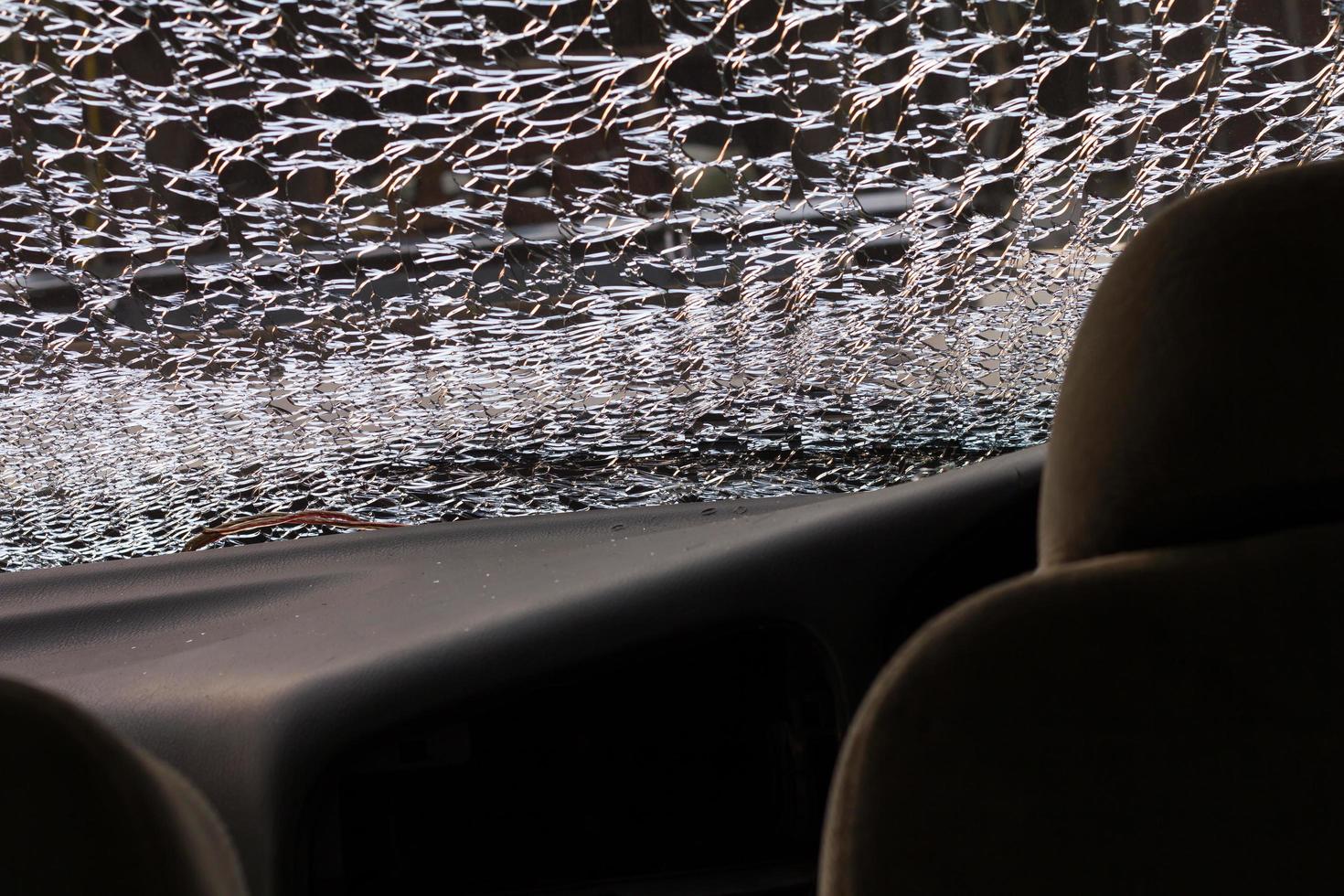 Seat with cracked windshield. photo