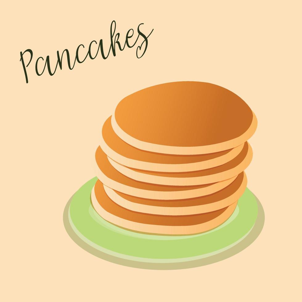 Pancakes on the green plate. vector