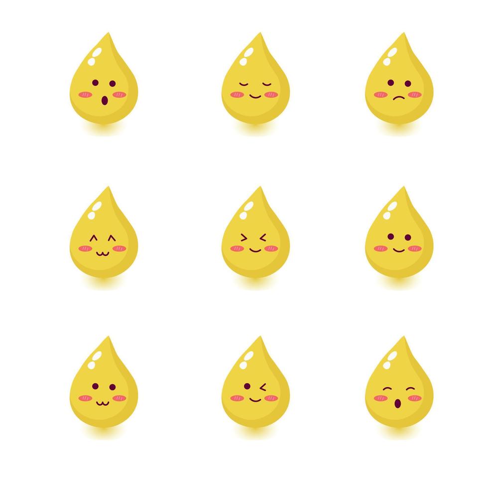 Cute happy smiling urine drop set collection. vector