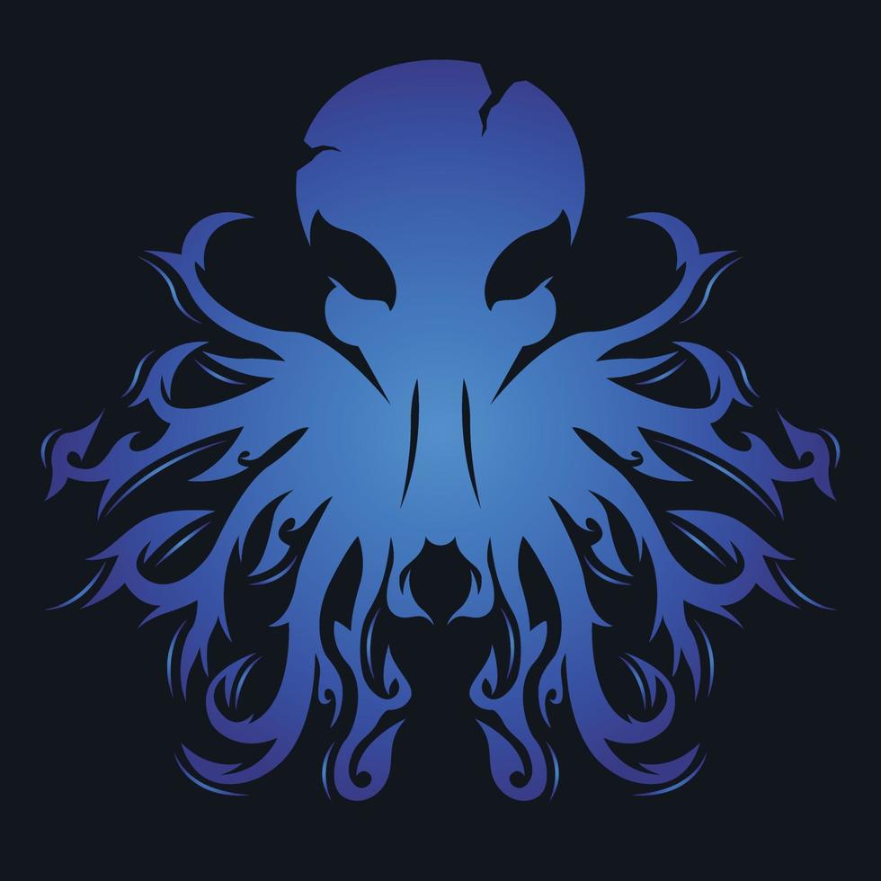 Isolated Emblem Skull and Octopus Vector