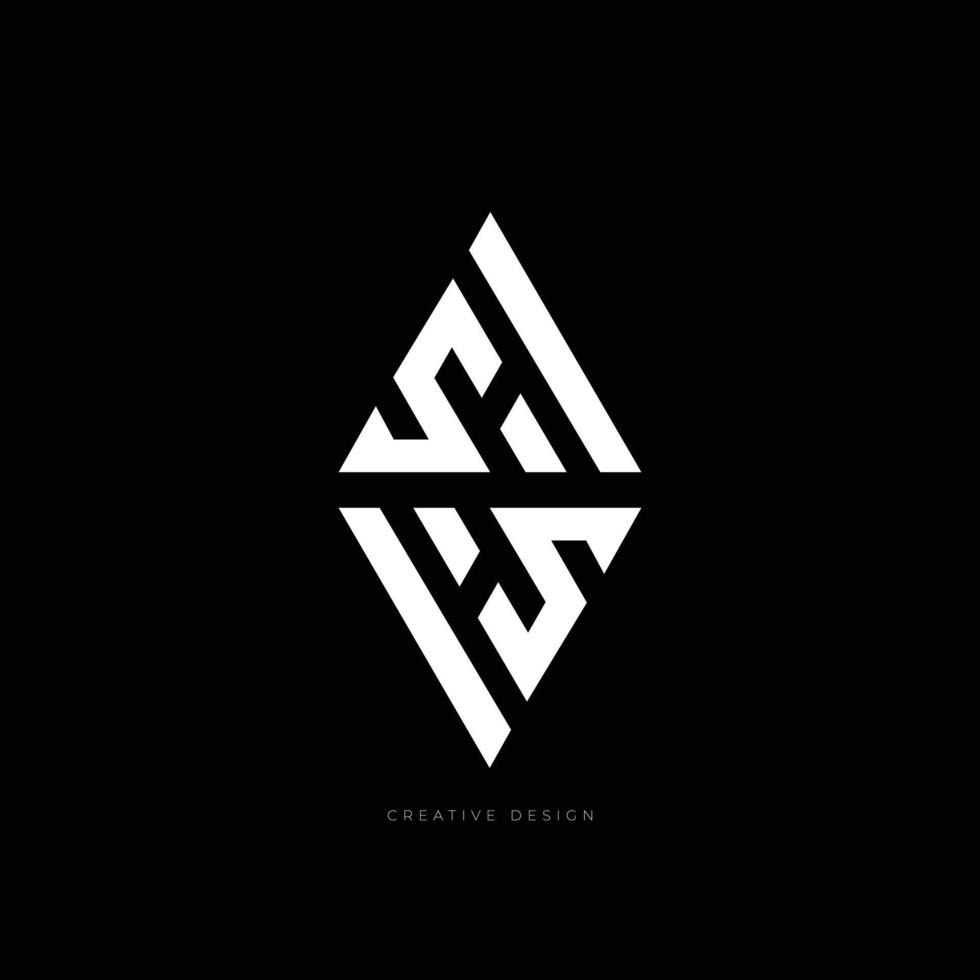 Letter branding concept SH - HS triangle negative space logo vector