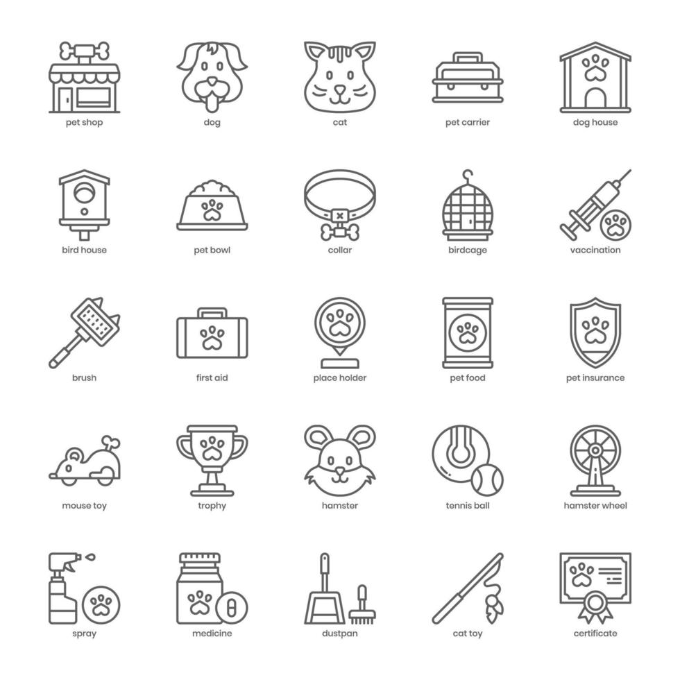 Pet Shop icon pack for your website design, logo, app, UI. Pet Shop icon outline design. Vector graphics illustration and editable stroke.