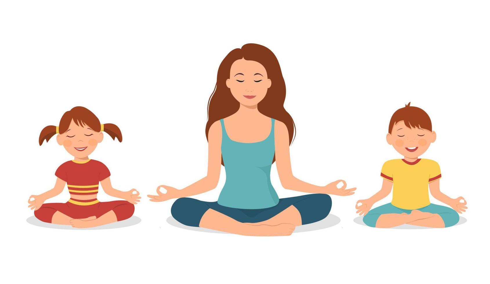 lotus pose. Vector cartoon illustration