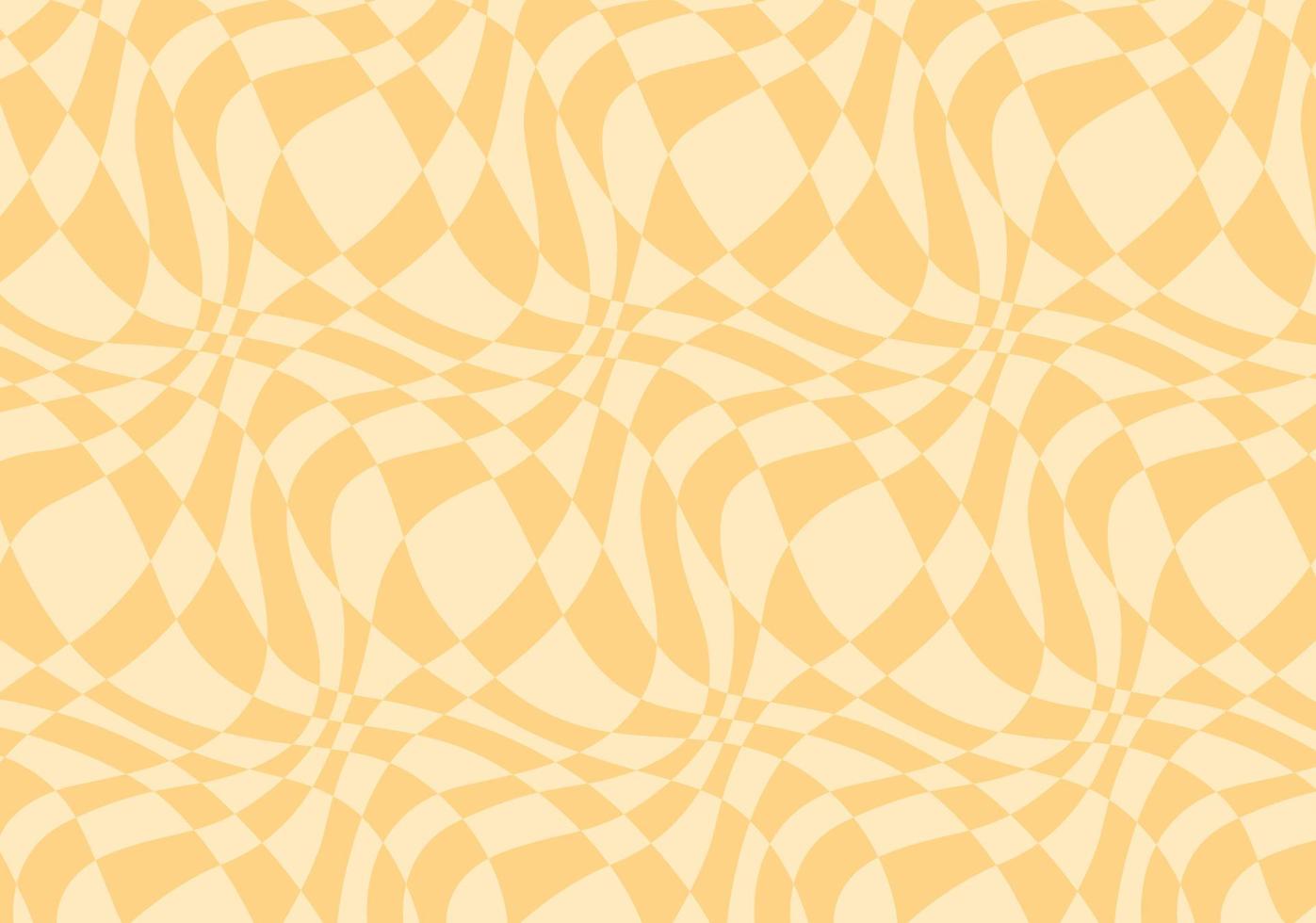 Retro checkered vector background. 1970 vibe wallpaper for your graphic design. Psychedelic hippie art in pastel yelllow colour.