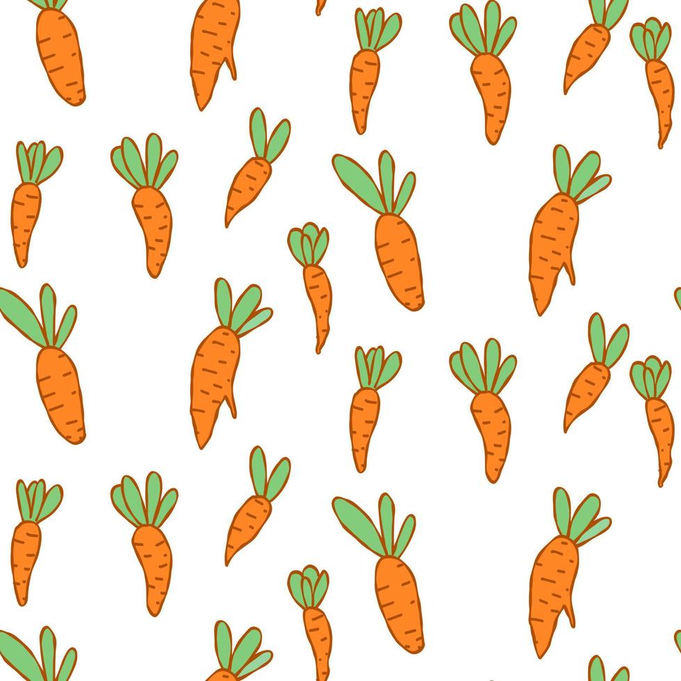 Cute white pattern with carrots. Happy easter seamless background. Textiles for kitchen. Digital paper scrapbook. vector