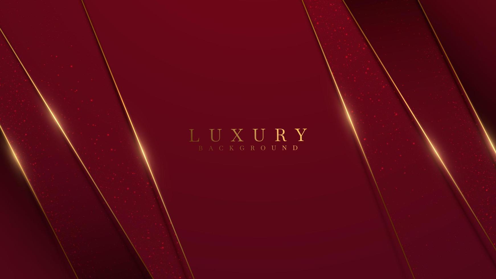 Luxury red background with gold line element with glitter light effect decoration. vector