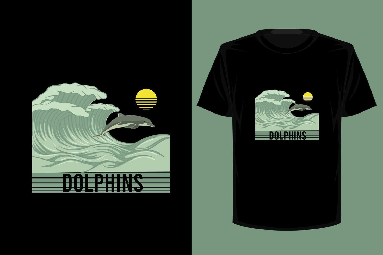 Dolphin retro vintage t shirt design vector