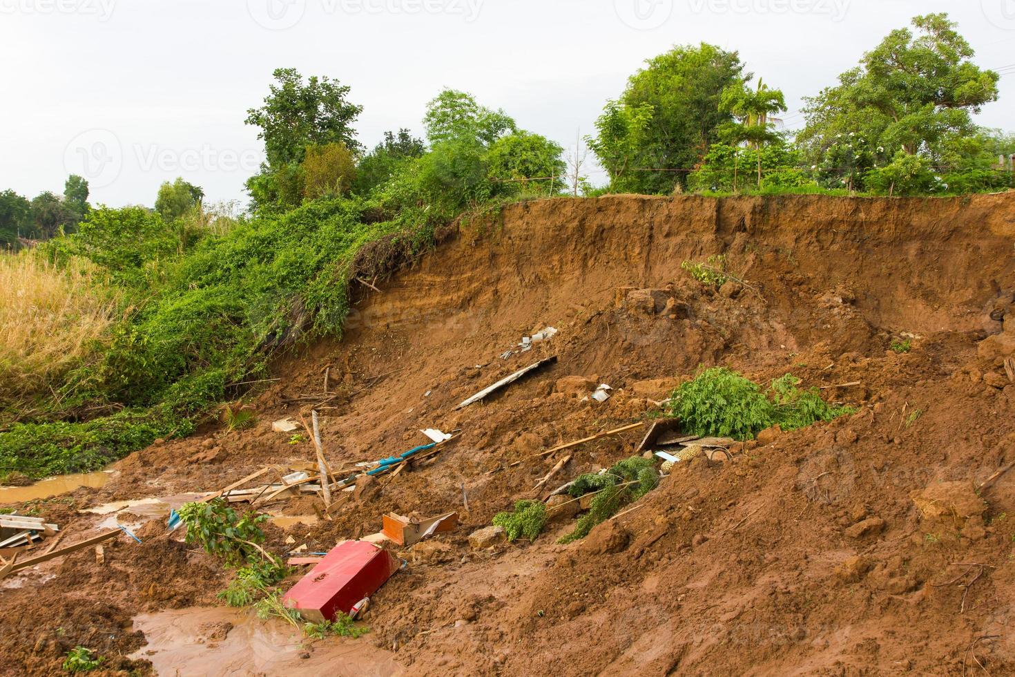 Landslide river debris. photo